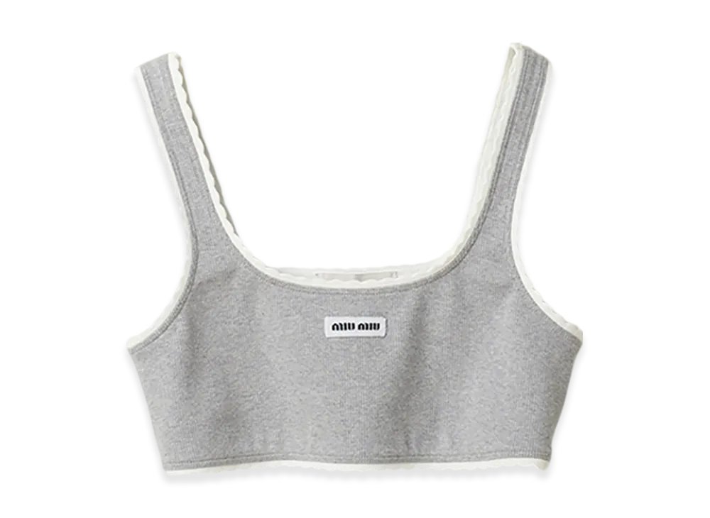 MIU MIU Women's Ribbed Knit Top "Grey"