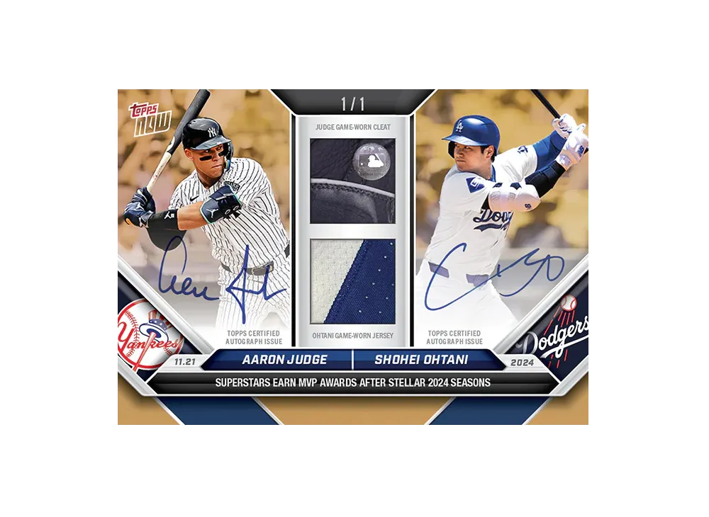 アーロンジャッジ / 大谷翔平 1/1 ゴールド [OS-JO](2024 MLB トップスナウカード「LOOK FOR DUAL RELICS DUAL AUTO or DUAL AUTO-RELICS」)