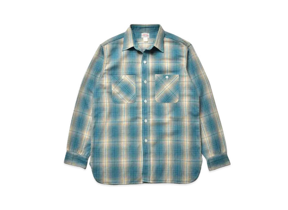 THE REAL McCOY'S 8Hu Ombre Check Summer Flannel Shirt "Turquoise"