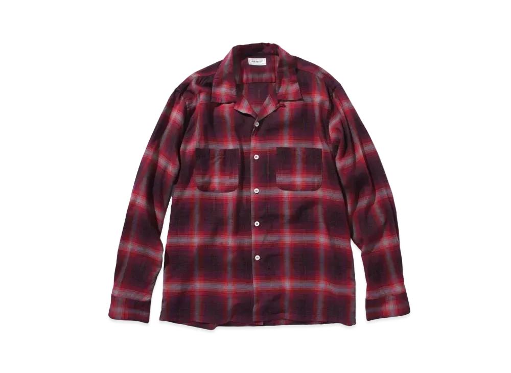 THE REAL McCOY'S Shadow Check Rayon Shirt "Crimson"