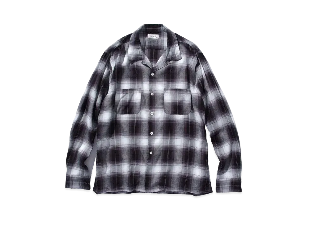 THE REAL McCOY'S Shadow Check Rayon Shirt "Silver Grey"