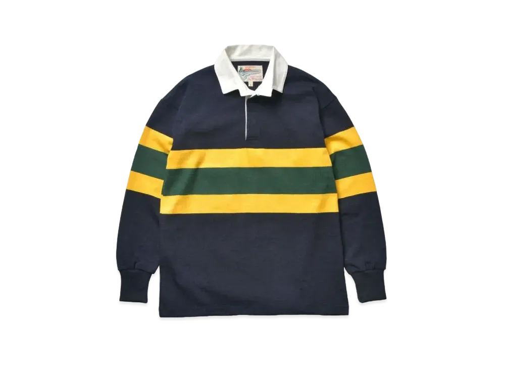THE REAL McCOY'S Climbers' Striped Rugby Shirt "Navy"