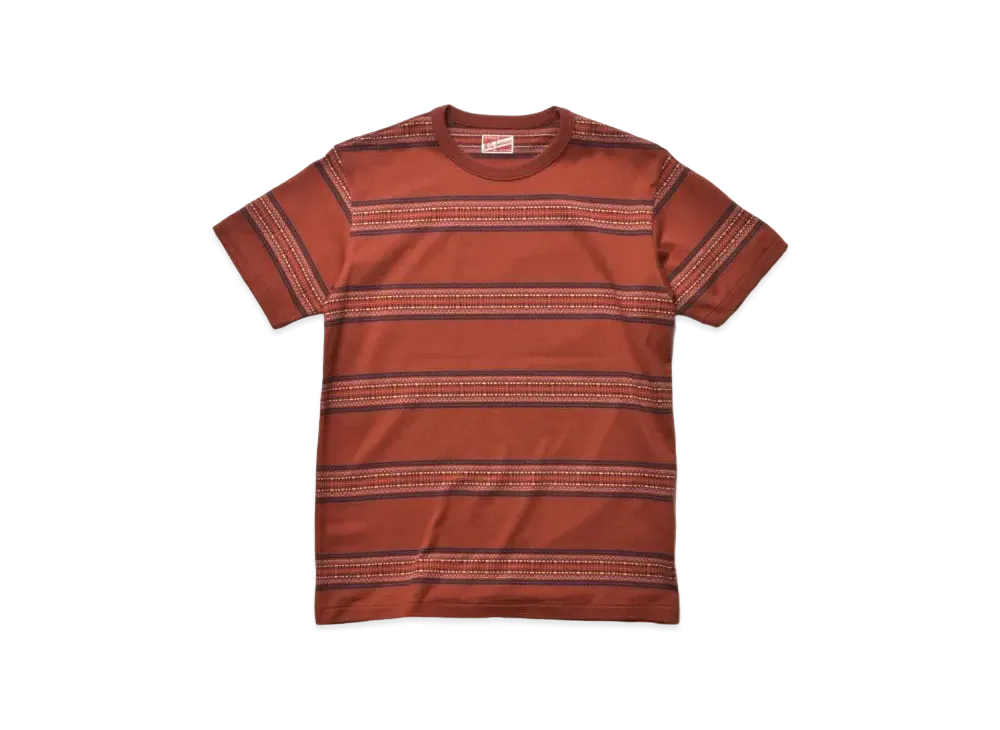 THE REAL McCOY'S Jacquard Stripe Tee "Brick Red"