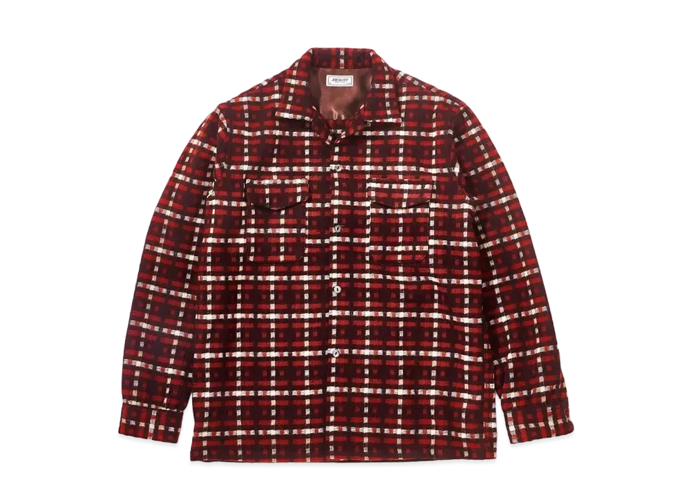 THE REAL McCOY'S Wool Stripe Open-Collar Shirt "Brown Orange"