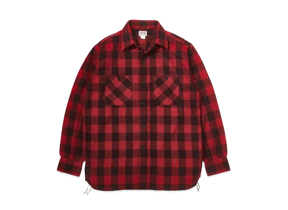 THE REAL McCOY'S 8Hu Twisted-Yarn Buffalo Check Flannel Shirt "Black Red"