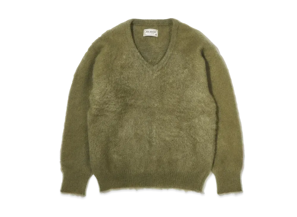 THE REAL McCOY'S Jm Mohair V-Neck Sweater "Mint"