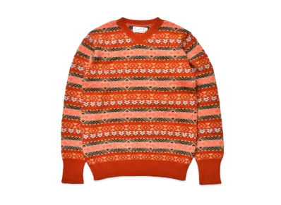 THE REAL McCOY'S Fair Isle Crew Neck Sweater "Orange"