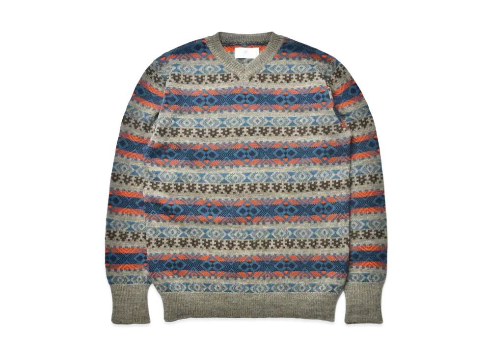 THE REAL McCOY'S Fair Isle Crew Neck Sweater "Grey"