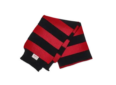 THE REAL McCOY'S Buco Striped Wool Knit Scarf "Red Black"