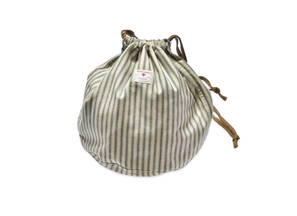 THE REAL McCOY'S Ticking Stripe Pouch Bag "Ecru"