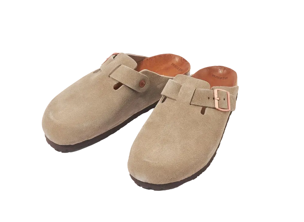 THE REAL McCOY'S Leather Foot-Support Clogs "Taupe"