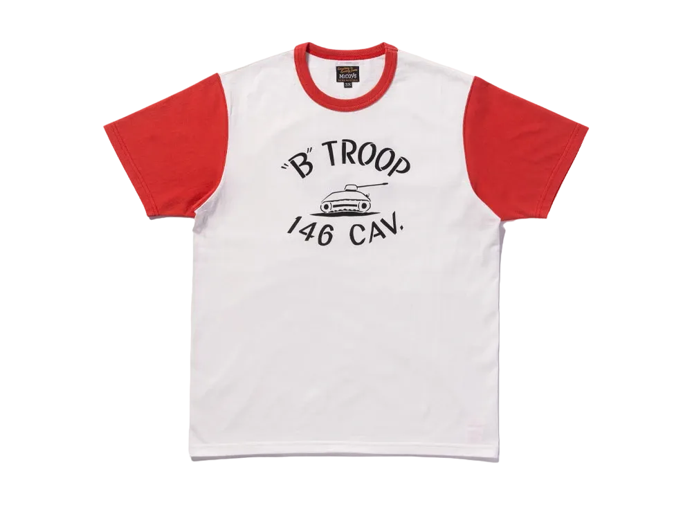 THE REAL McCOY'S Military Tee / B Troop "Milk x Scarlet"