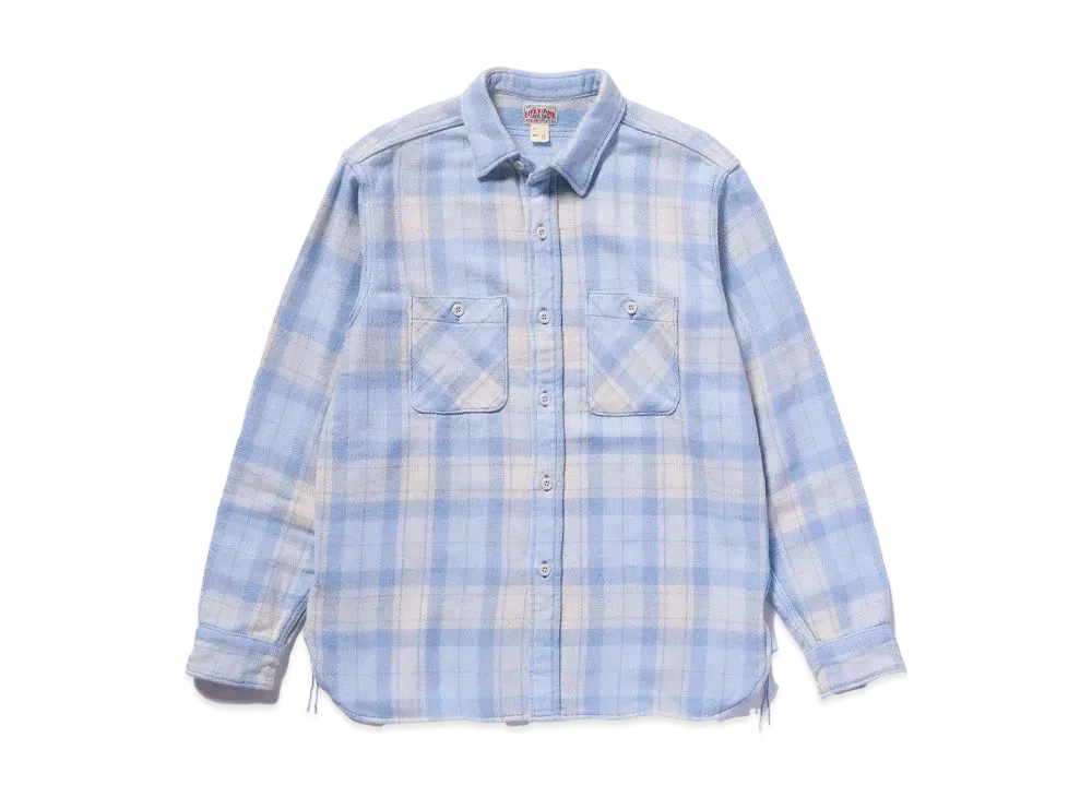 THE REAL McCOY'S 8HU Block Check Summer Flannel Shirt "Light Blue"