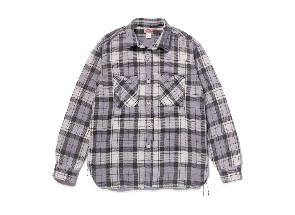 THE REAL McCOY'S 8HU Block Check Summer Flannel Shirt "Snow Grey"