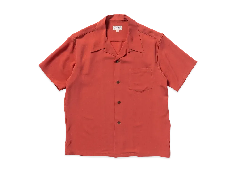 THE REAL McCOY'S Silk Rayon Open Collar Shirt "Orange"