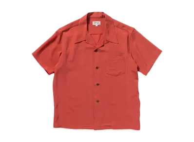 THE REAL McCOY'S Silk Rayon Open Collar Shirt "Orange"