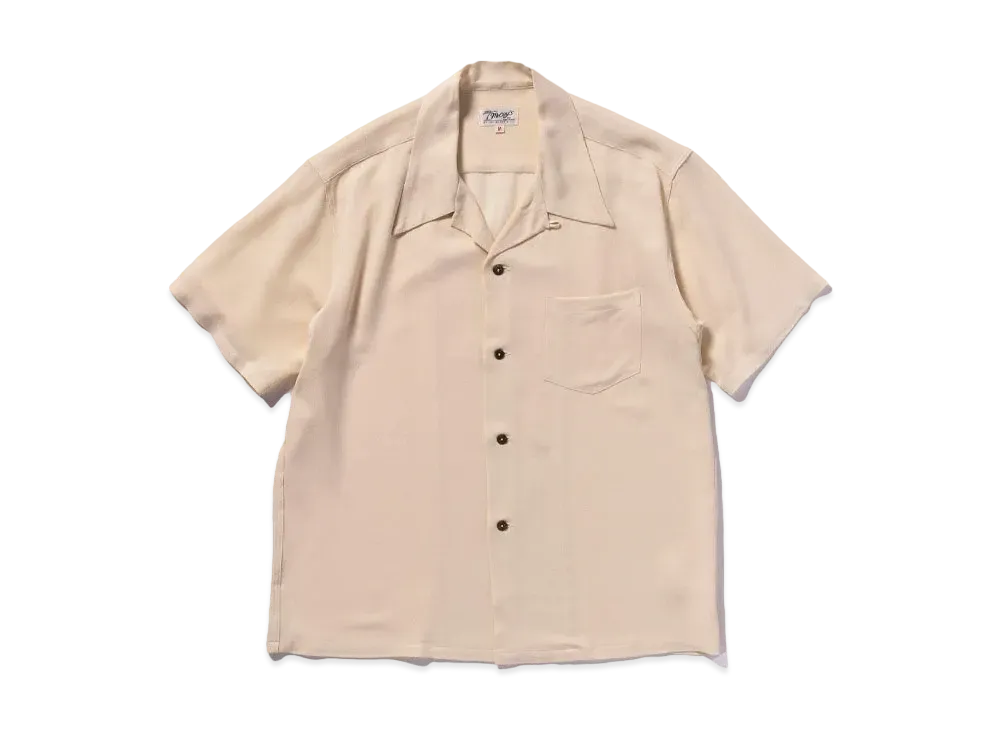 THE REAL McCOY'S Silk Rayon Open Collar Shirt "Ecru"