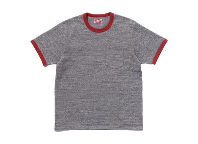THE REAL McCOY'S Pocket Tee / Heather Gray Ringer "GrayxCherry"