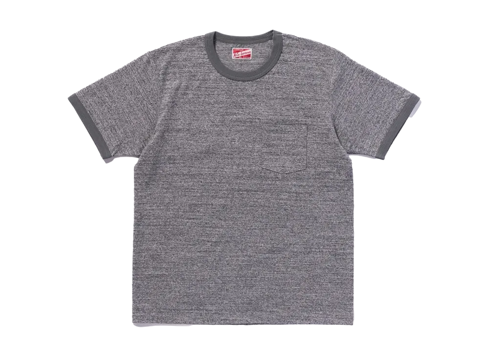 THE REAL McCOY'S Pocket Tee / Heather Gray Ringer "GrayxTeal"