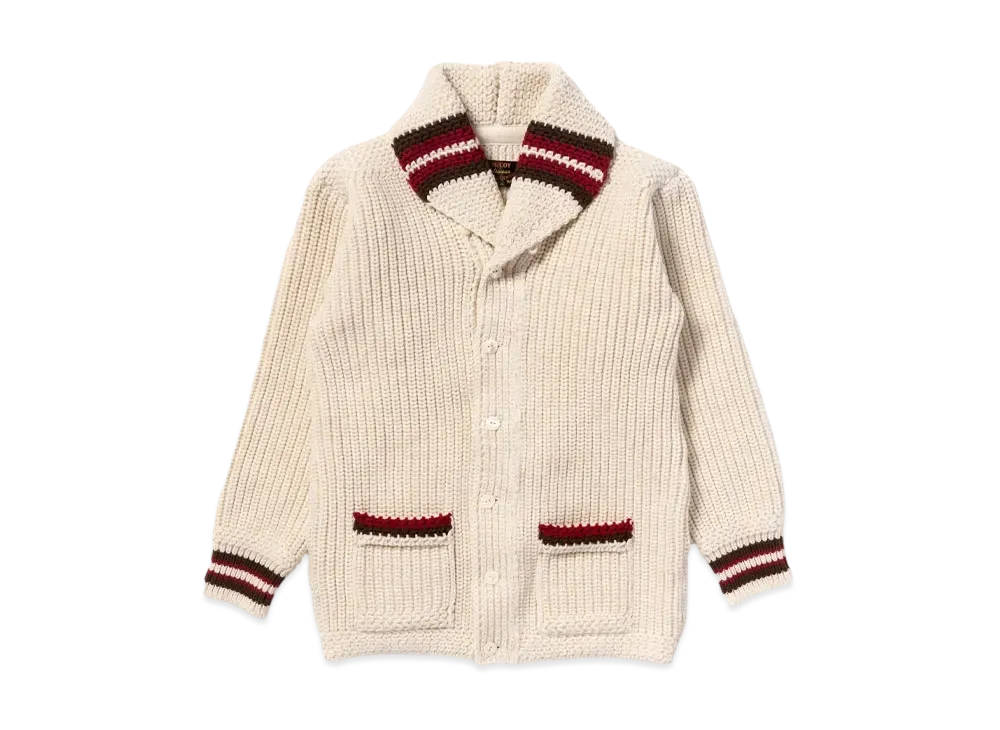 THE REAL McCOY'S Striped Shawl Collar Cardigan "Ecru"
