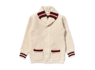 THE REAL McCOY'S Striped Shawl Collar Cardigan "Ecru"