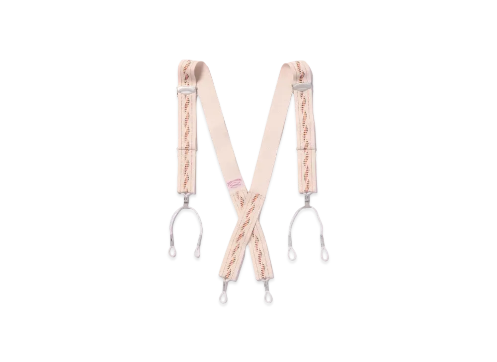 THE REAL McCOY'S Double Diamond Spring Suspenders "Ecru"