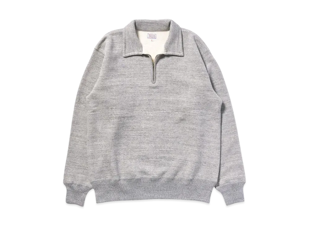 THE REAL McCOY'S 10 OZ. Loopwheel 1/4 Zip Sweatshirt "Gray"