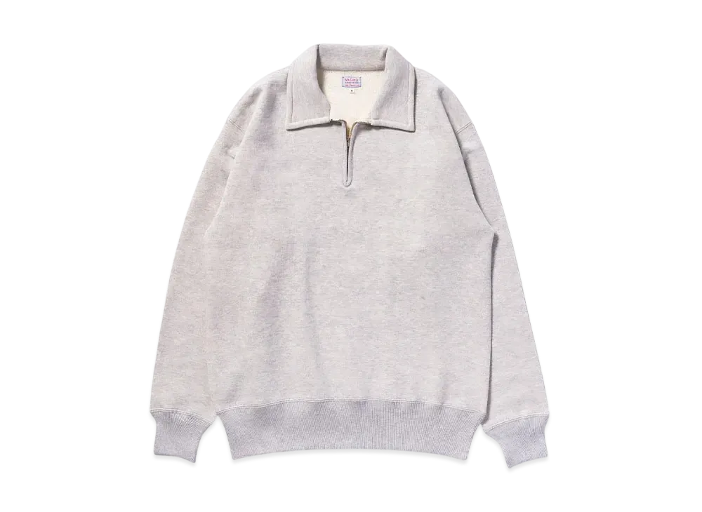 THE REAL McCOY'S 10 OZ. Loopwheel 1/4 Zip Sweatshirt "Snow Grey"