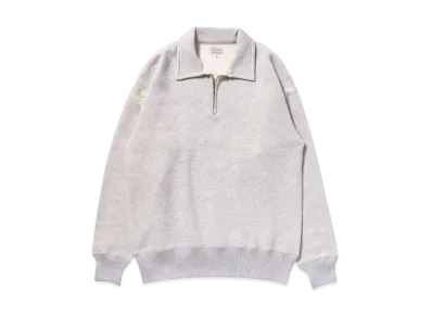 THE REAL McCOY'S 10 OZ. Loopwheel 1/4 Zip Sweatshirt "Snow Grey"