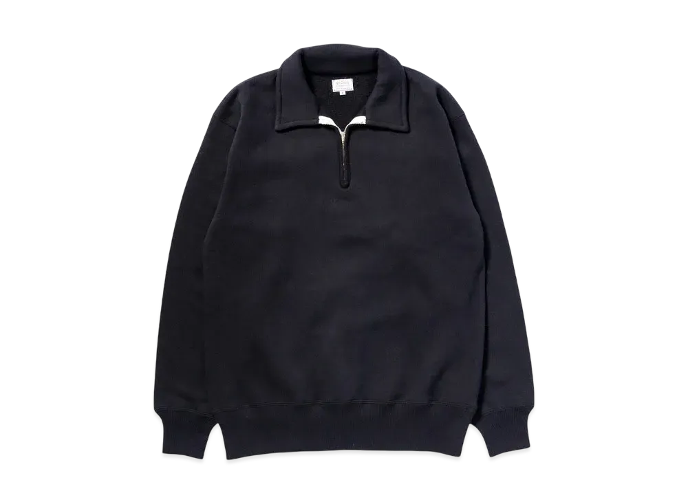 THE REAL McCOY'S 10 OZ. Loopwheel 1/4 Zip Sweatshirt "Black"