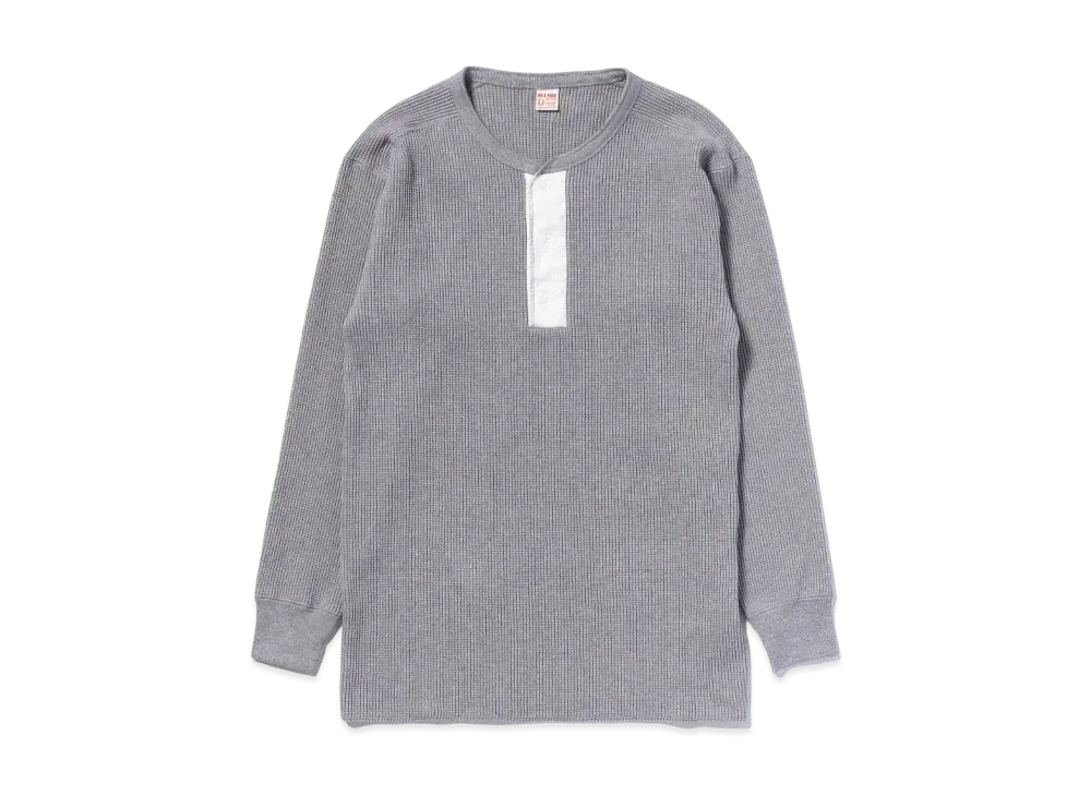 THE REAL McCOY'S Waffle Thermal Henley Undershirt L/S "Medium Gray"
