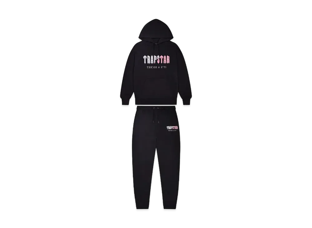 TRAPSTAR Decoded Chenille Hooded Tracksuit "Black/Pink"