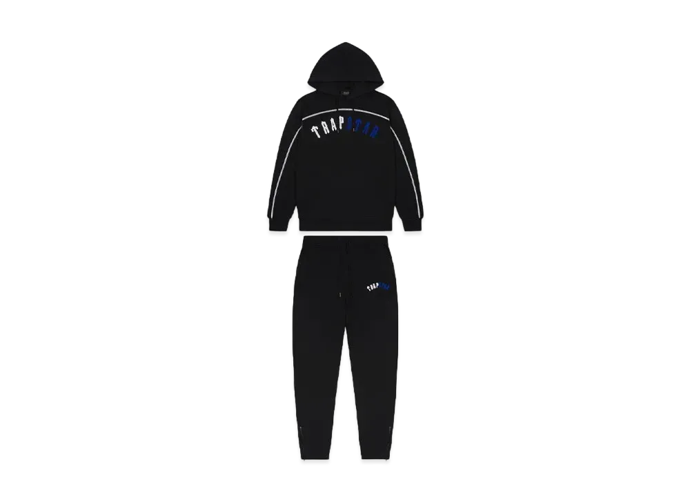 TRAPSTAR Irongate Chenille Arch Hooded Tracksuit "Black Ice"
