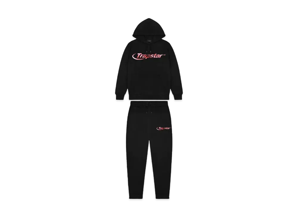 TRAPSTAR Hyperdrive Chrome Hoodie Tracksuit "Black/Infrared"