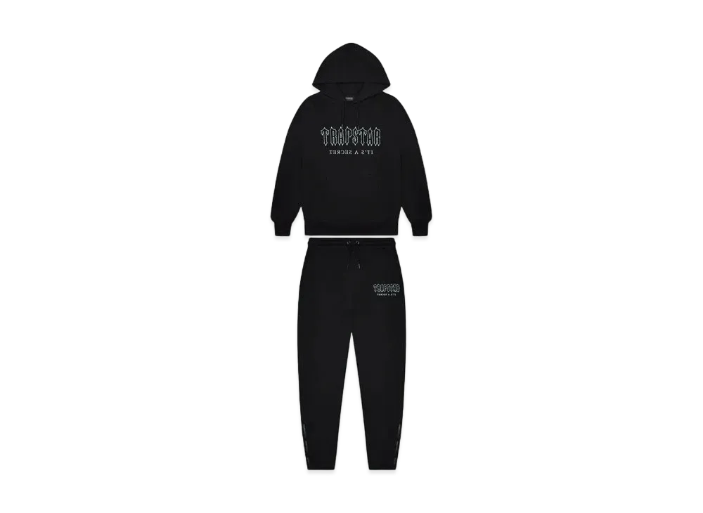 TRAPSTAR Decoded Solid Chenille Hooded Tracksuit "Black/Blue"