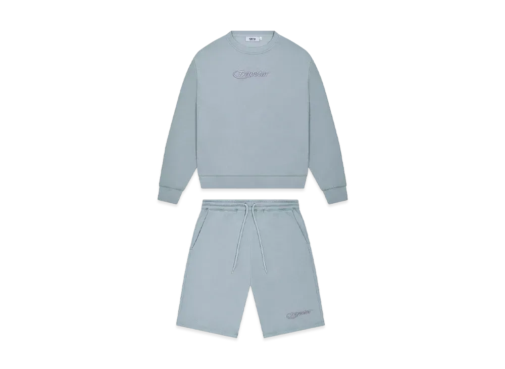 TRAPSTAR Hyperdrive Crewneck Short Set "Ice Blue"
