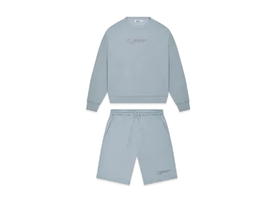 TRAPSTAR Hyperdrive Crewneck Short Set "Ice Blue"