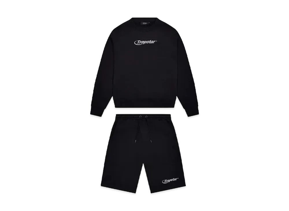 TRAPSTAR Hyperdrive Crewneck Short Set "Black"
