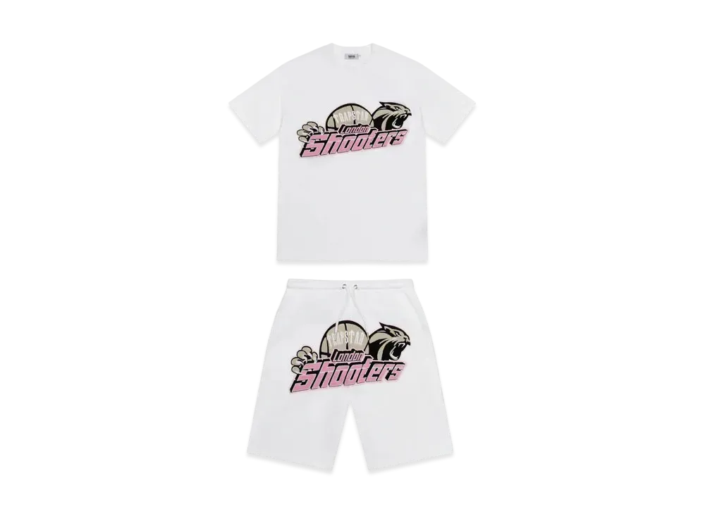 TRAPSTAR x SHOOTERS Chenille Short Set "White/Pink"
