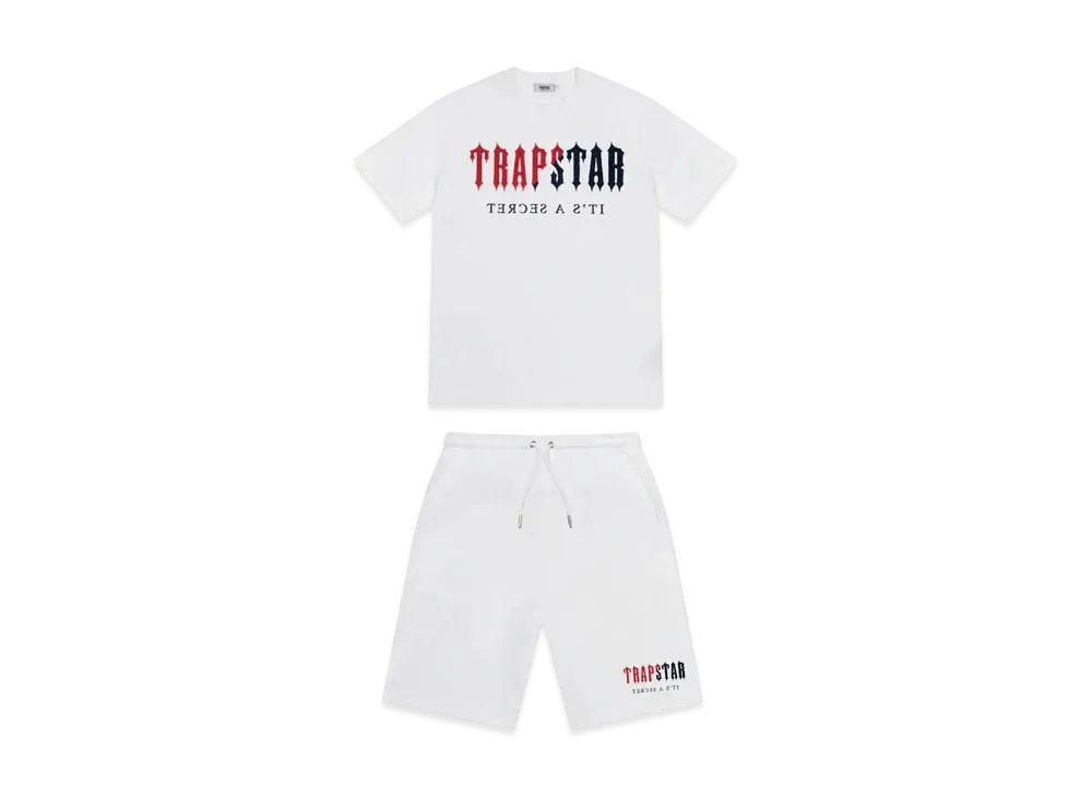 TRAPSTAR Chenille Decoded Short Set "White/Red"
