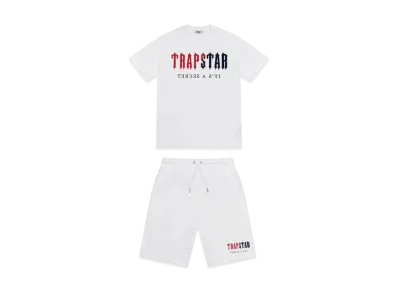 TRAPSTAR Chenille Decoded Short Set "White/Red"