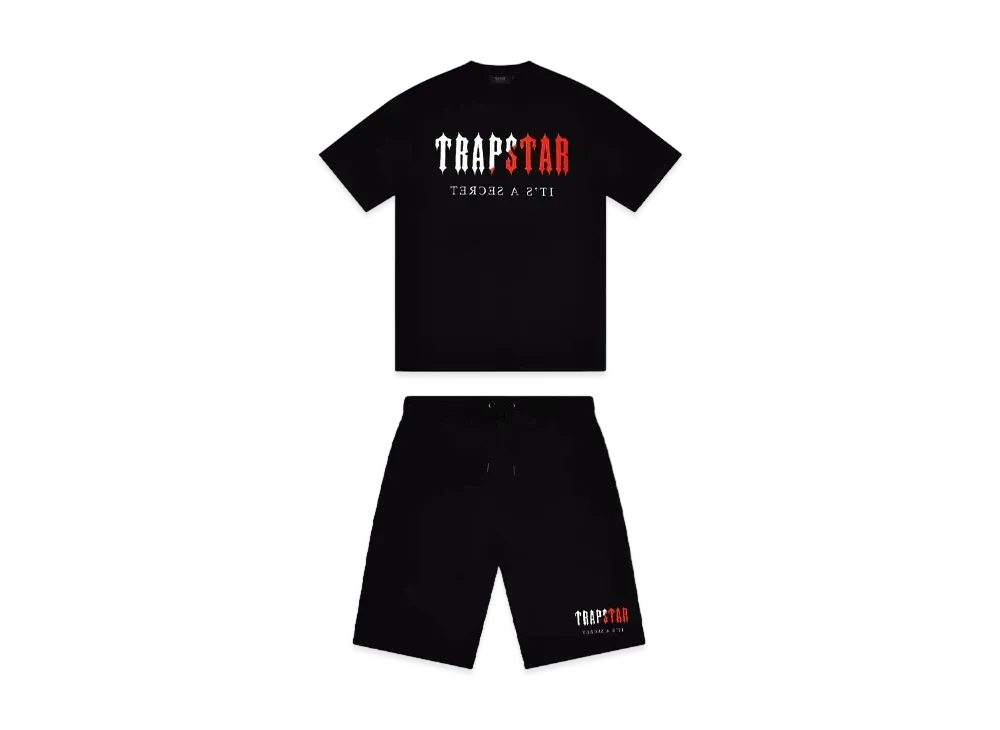 TRAPSTAR Chenille Decoded Short Set "Black/Red"