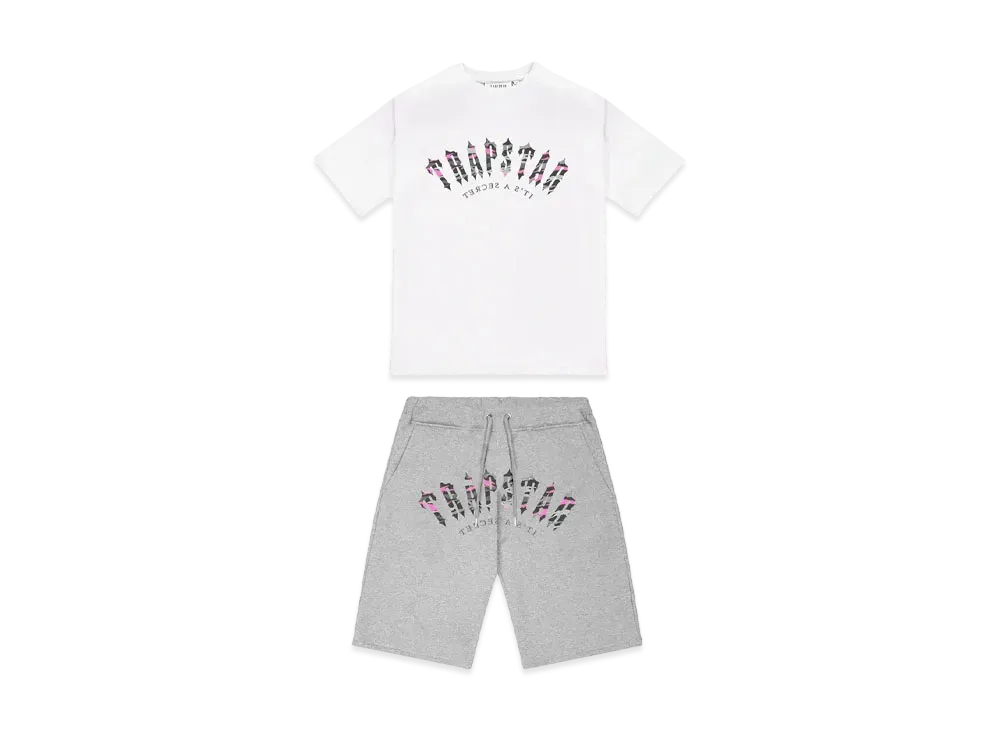 TRAPSTAR Irongate Arch Camo Shorts Set "White/Pink"