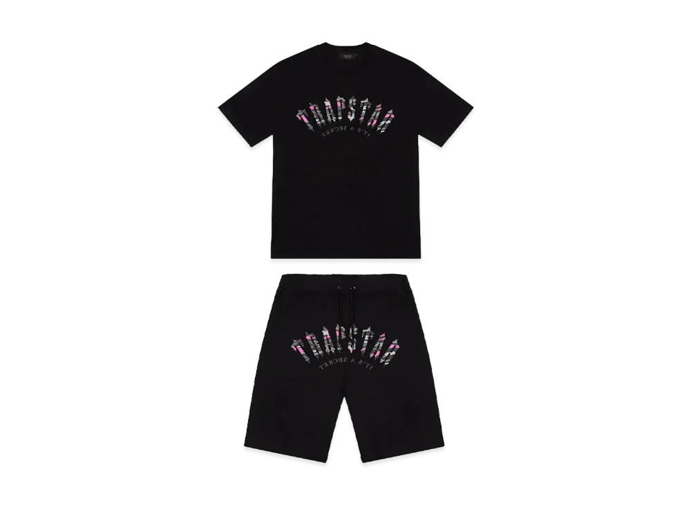 TRAPSTAR Irongate Arch Camo Shorts Set "Black/Pink"