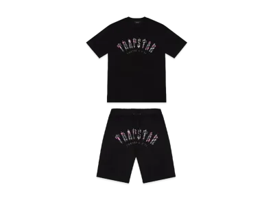 TRAPSTAR Irongate Arch Camo Shorts Set "Black/Pink"