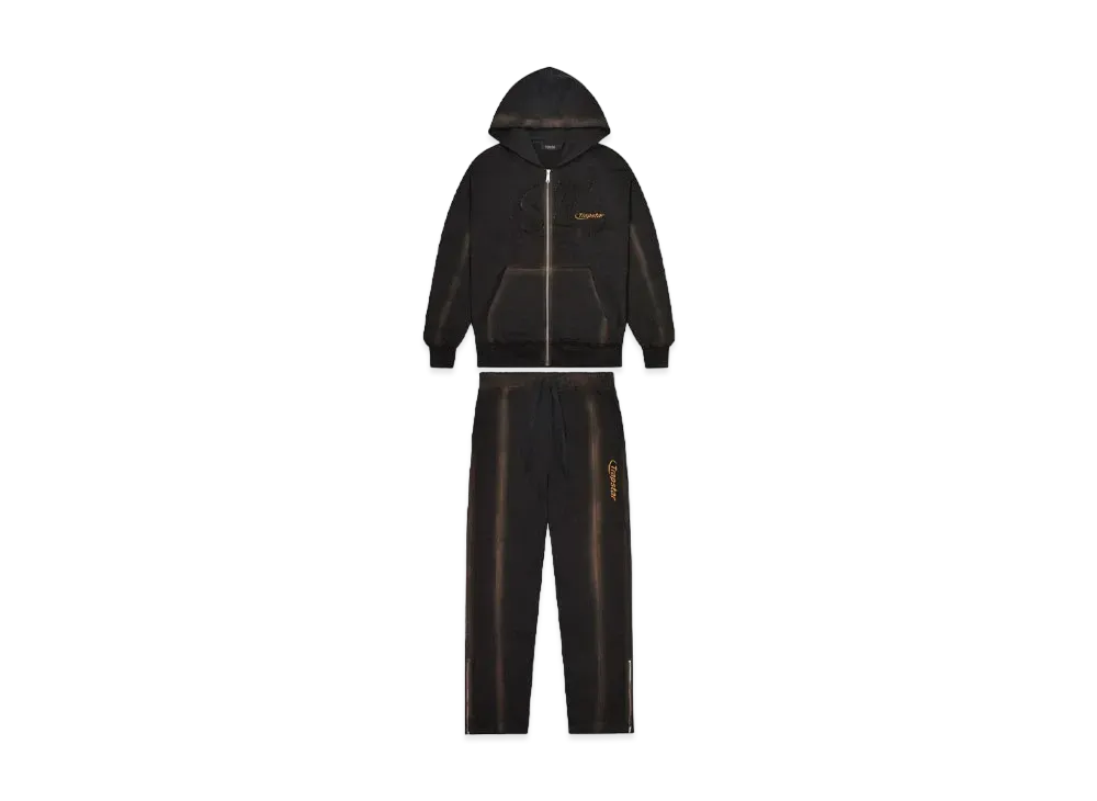 TRAPSTAR Hyperdrive Zip Through Tracksuit "Washed Black"