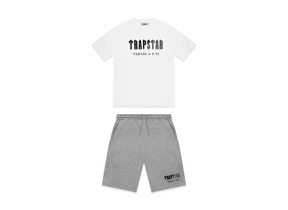 TRAPSTAR Chenille Decoded Short Set "White/Grey"