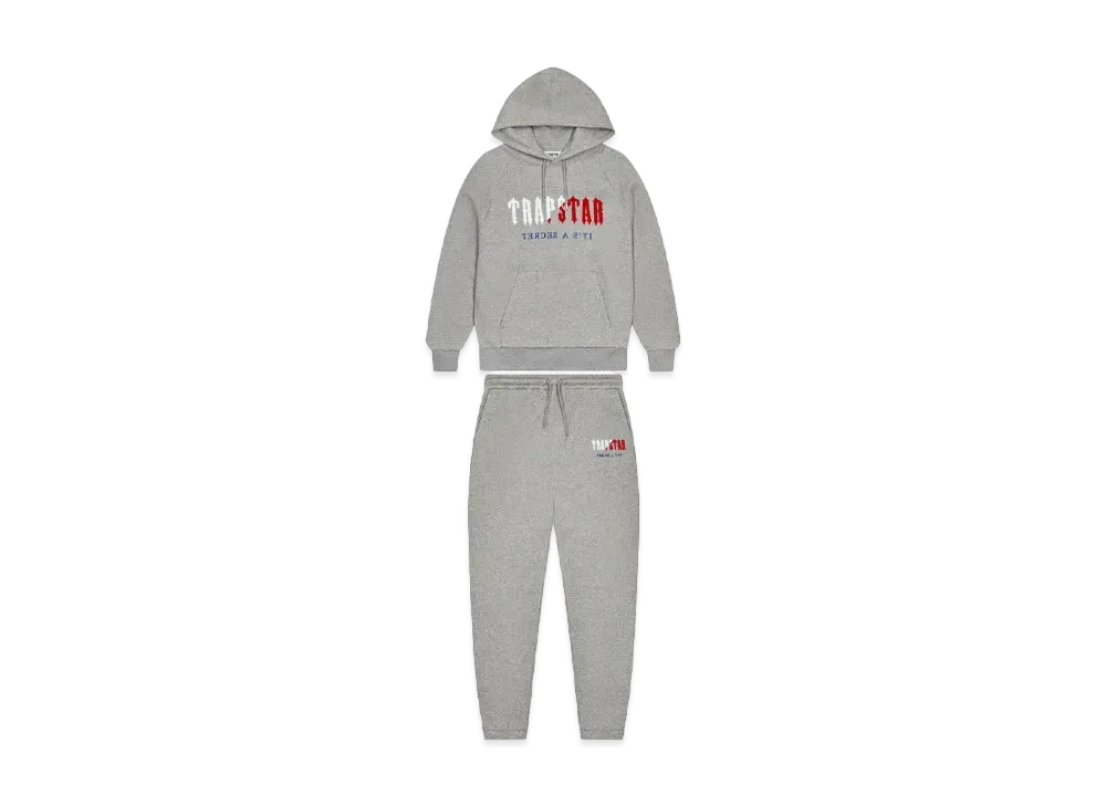 TRAPSTAR Decoded Chenille Hooded Tracksuit "Grey/Blue/Red"