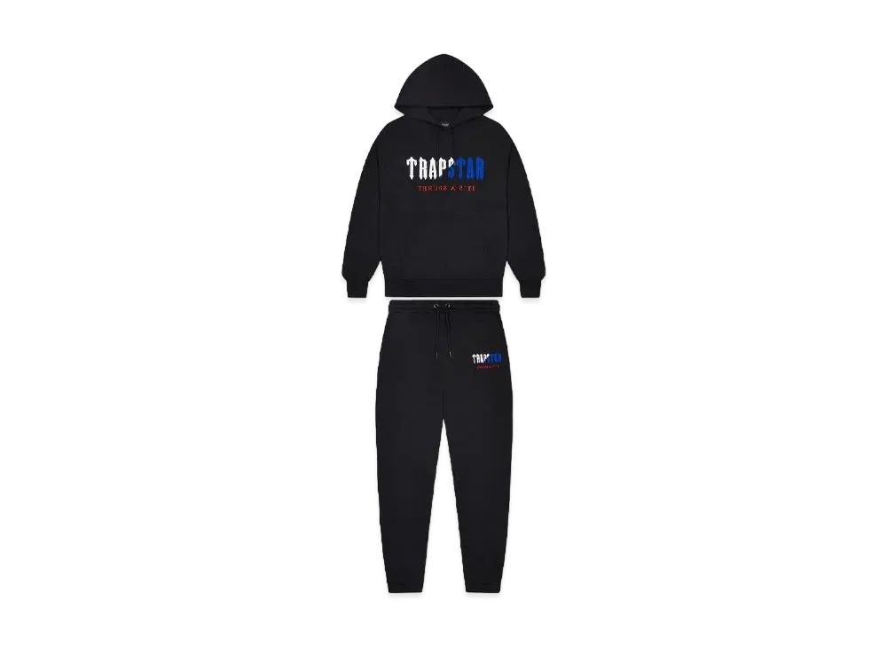 TRAPSTAR Decoded Chenille Hooded Tracksuit "Black/Blue/Red"