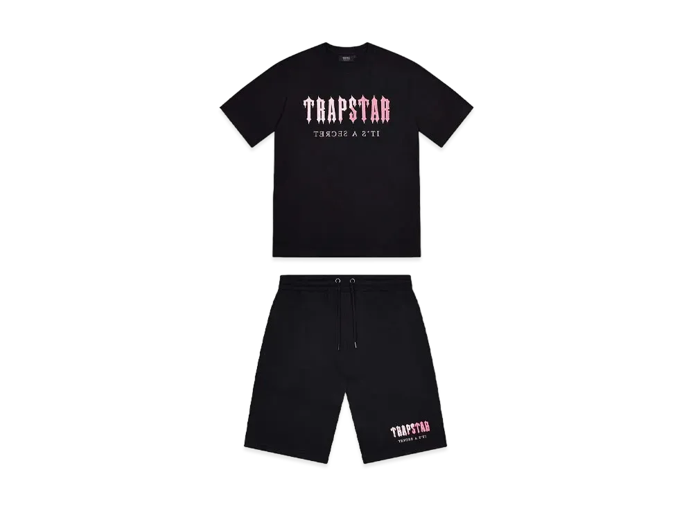TRAPSTAR Decoded Chenille Short Set "Black/Pink"